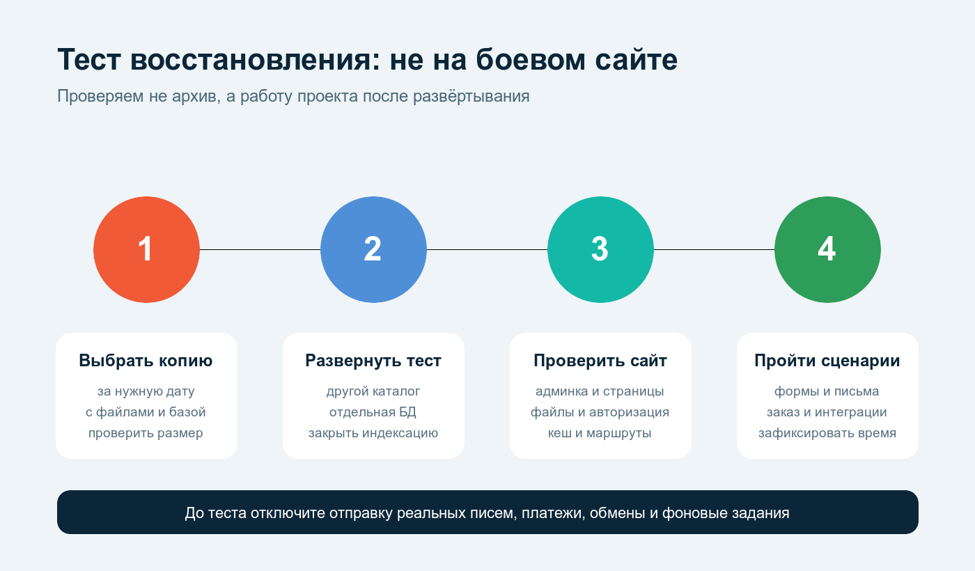 Порядок тестового восстановления резервной копии сайта на 1С-Битрикс